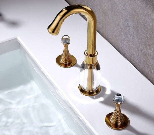 Elegant 8 inch widespread bathroom faucet in gold