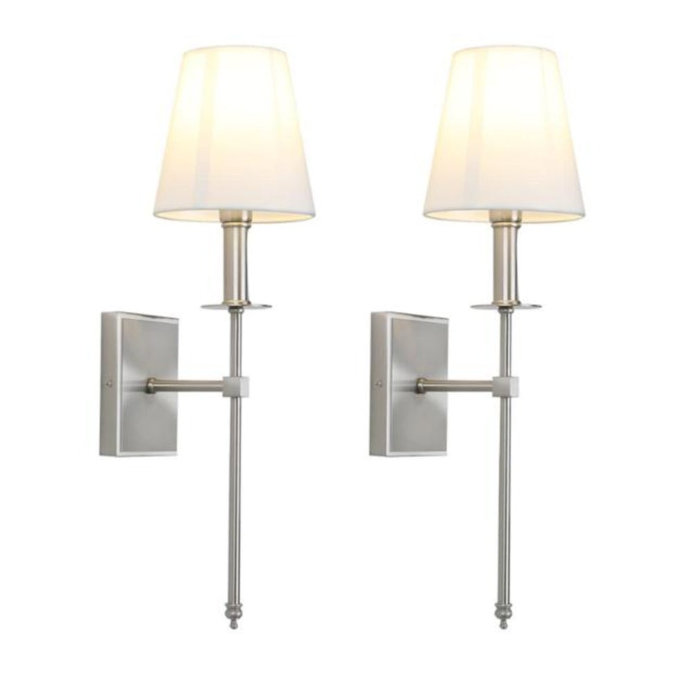 Traditional Wall Sconce with Shade in Brushed Nickel