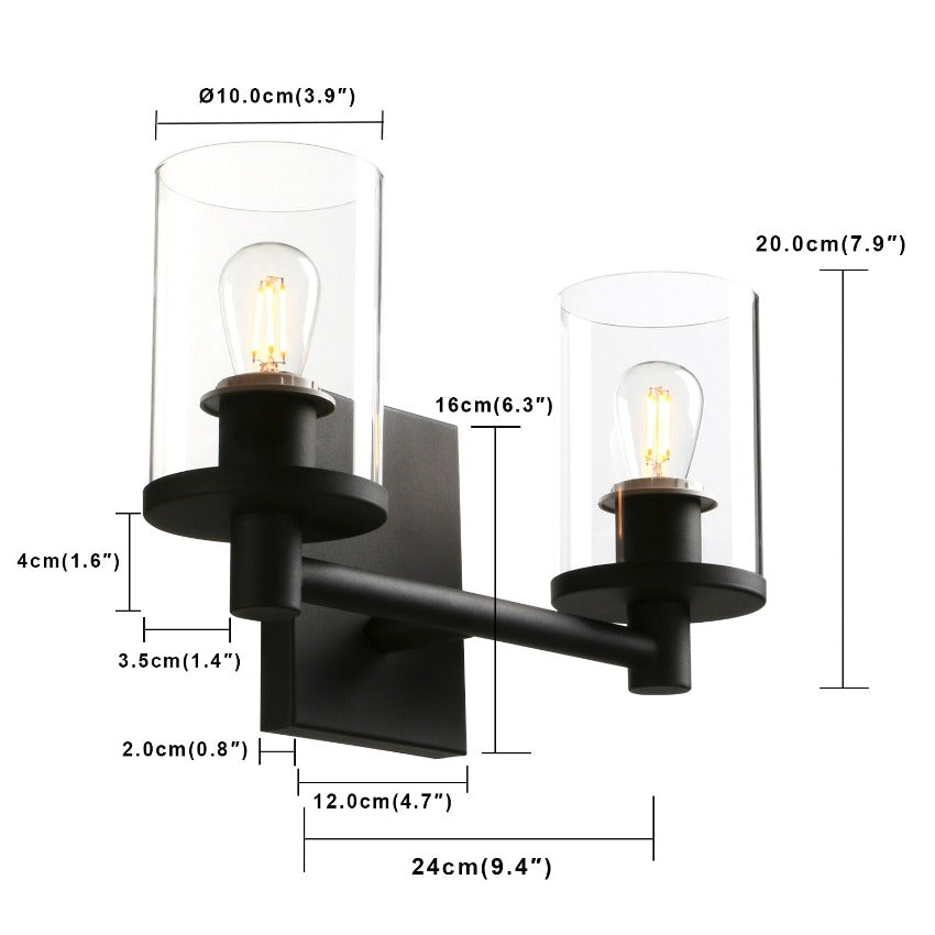dimensions of minimalist double wall sconce
