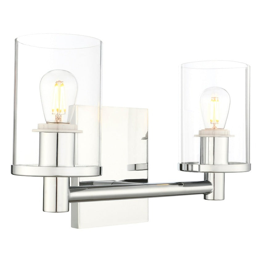 Minimalist double wall sconce shown in polished chrome finish