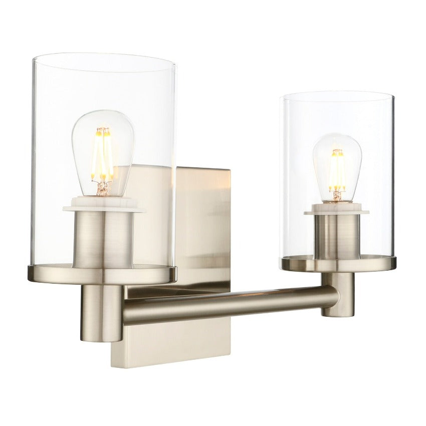 Brushed Nickel minimalist Wall Sconce with two bulbs