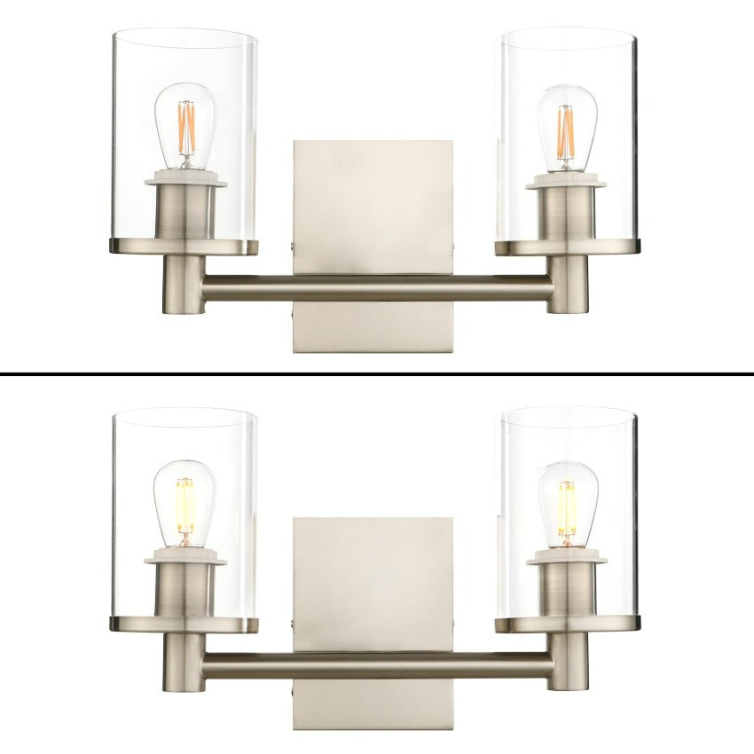 Minimalist double wall sconce shown in brushed nickel