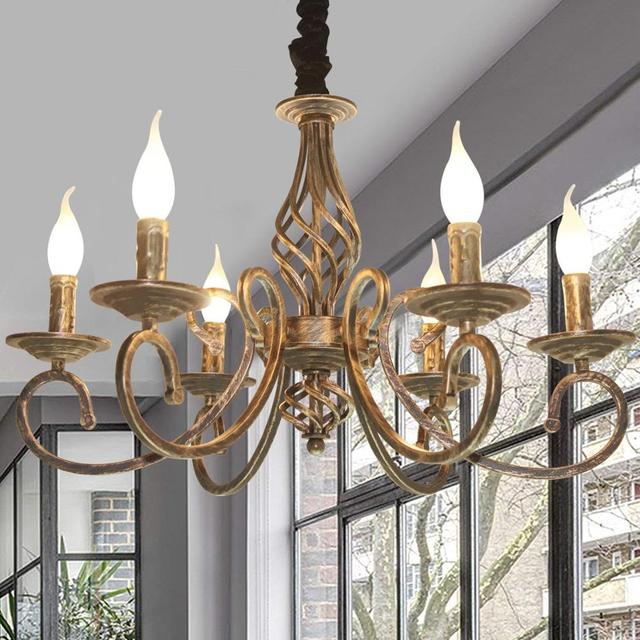 Detailed clofrench country wrought iron chandelier with bronze finish shown in close up
