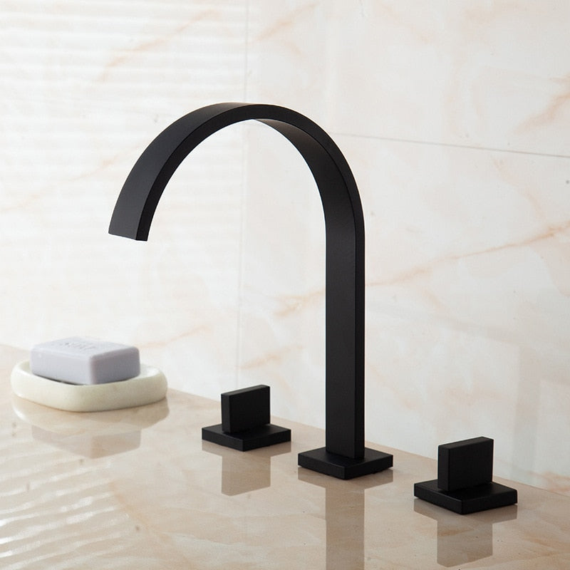 Modern Gooseneck Bathroom Faucet in Black