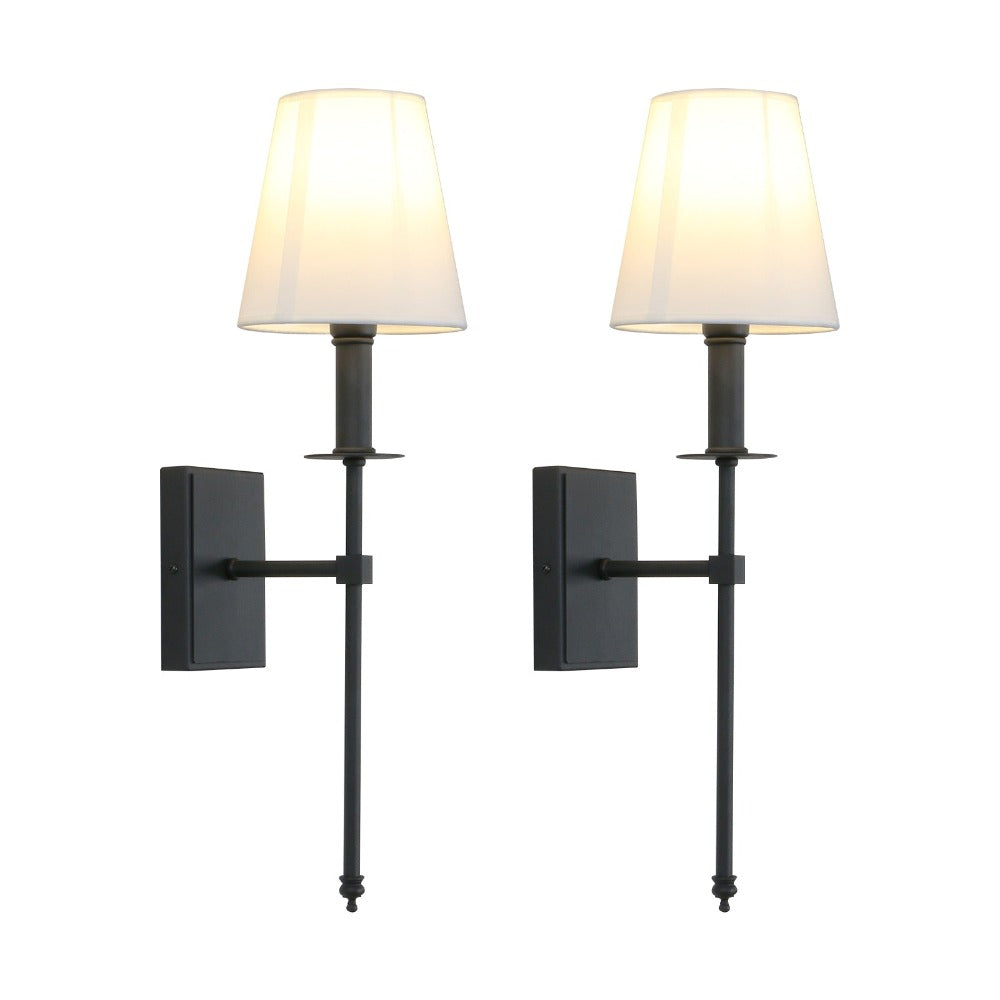 Traditional Wall Sconce with Shade in Black