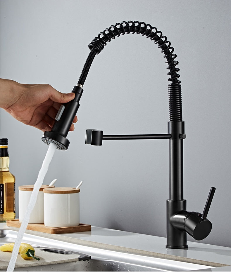 Commercial Style Kitchen Faucet with Pull Down Sprayer