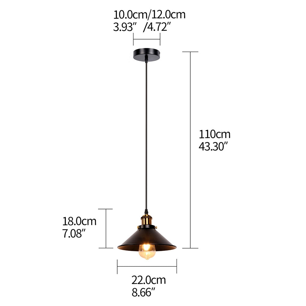 Dimensions of hanging pendant cafe lighting