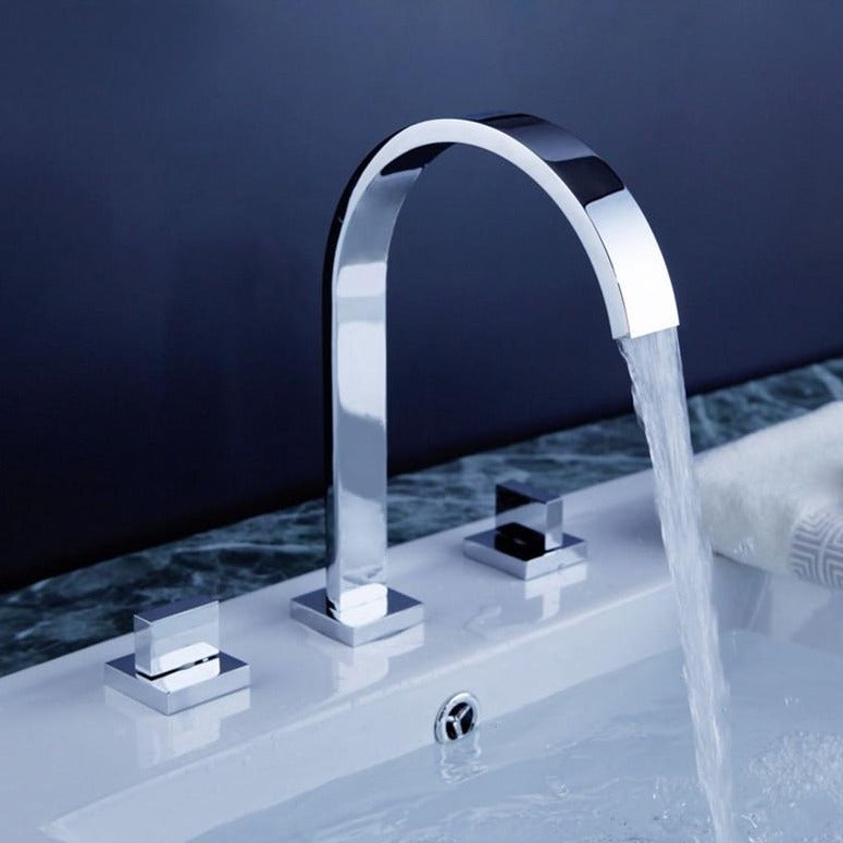 Widespread bathroom faucet  in contemporary style in chrome finish