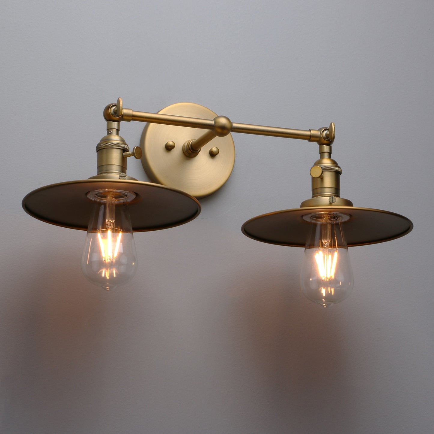 Vintage Double Sconce with Flat Crafted Light Shade