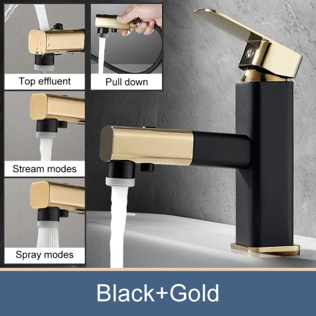 Bathroom Sink Faucet with Water Fountain & Pull Out Sprayer – NMC