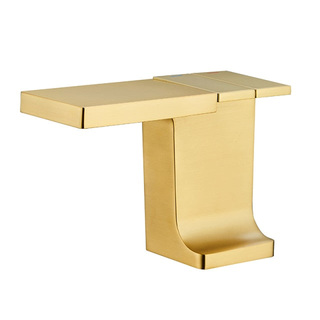 Single hole Square Bathroom faucet in Brushed Gold Finish