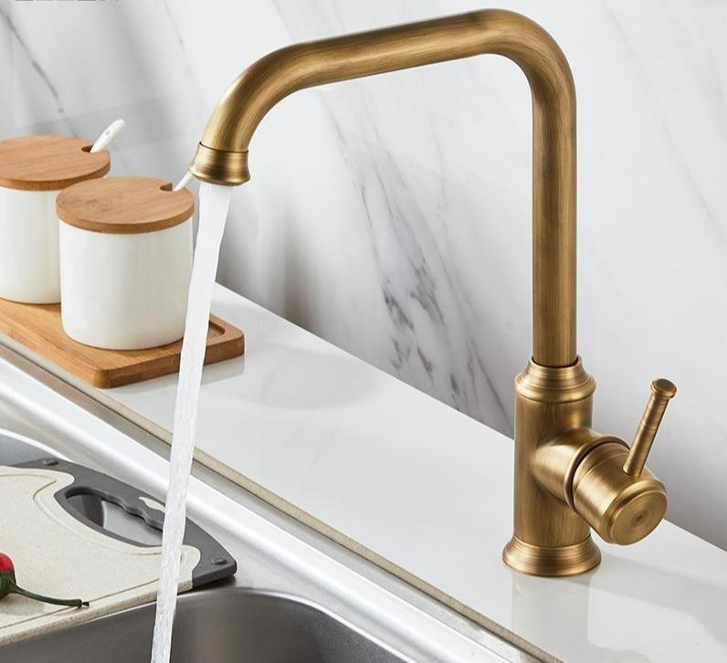 contemporary kitchen faucet in bronze