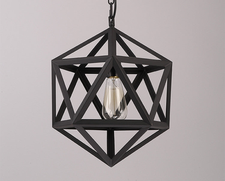 Close Up of Wrought Iron Cage Hanging Pendant Light