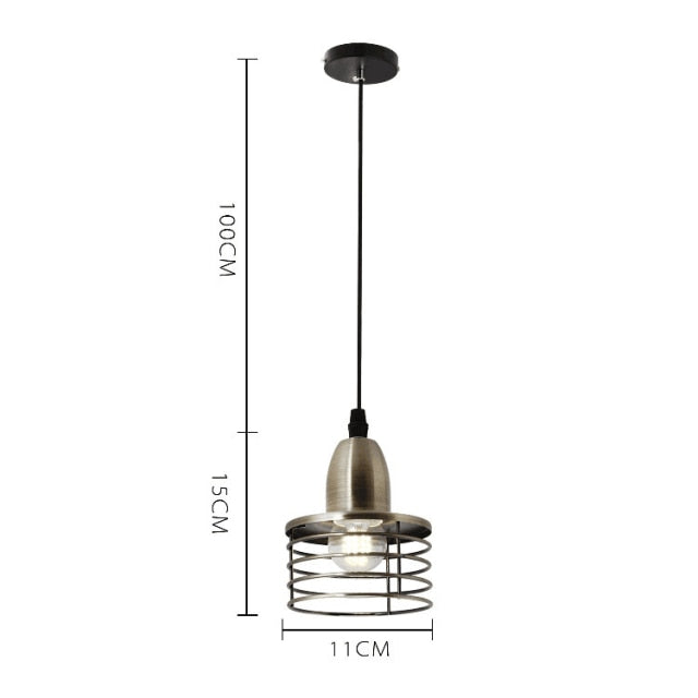 Dimensions of Caged Industrial style Cafe Pendant Light