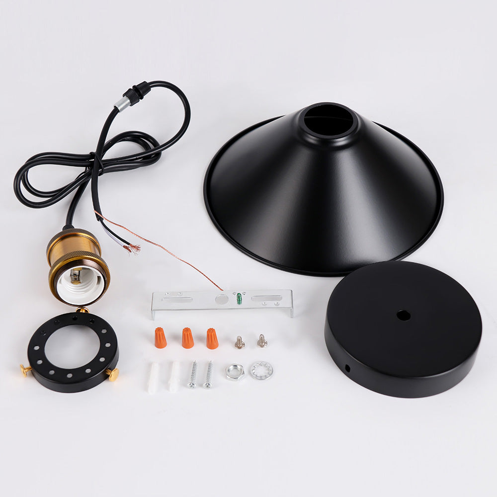 assembly items included with Black Retro hanging pendant cafe lighting with edison bulb