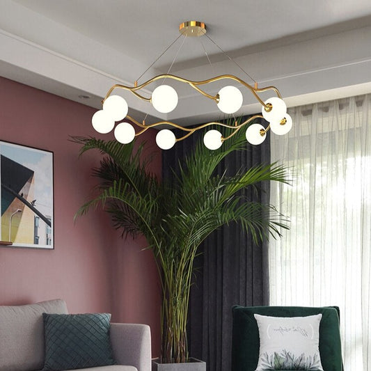 Organic round 10 bulb chandelier