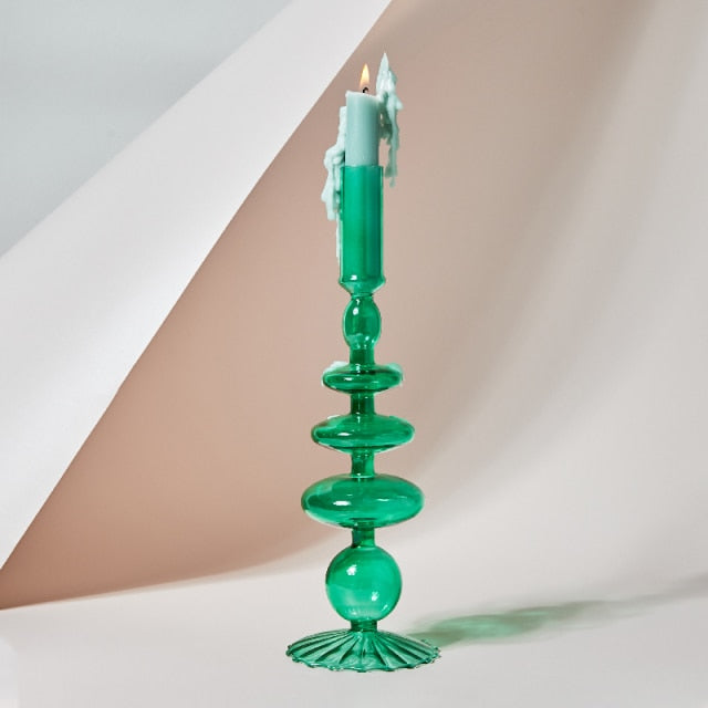 Retro Glass Candlestick Holders