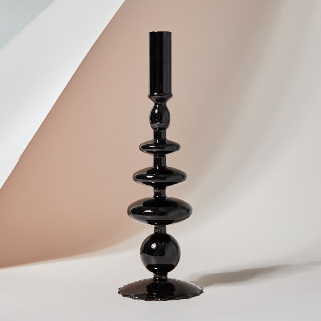 Retro Glass Candlestick Holders