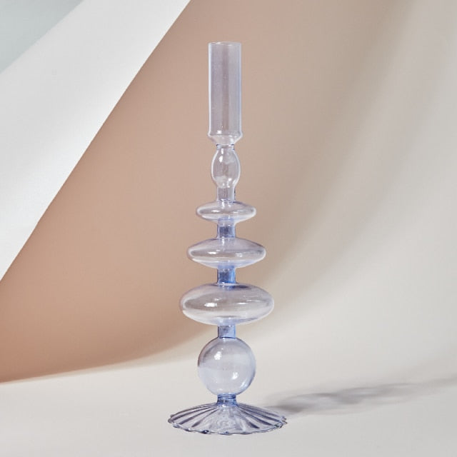 Retro Glass Candle Holder in Lilac
