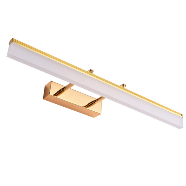 Bathroom Mirror Lighting LED, Gold Finish, shown with light off