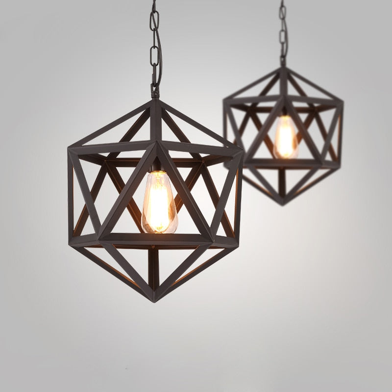 Vintage Style Wrought Iron Cage Pendant Light