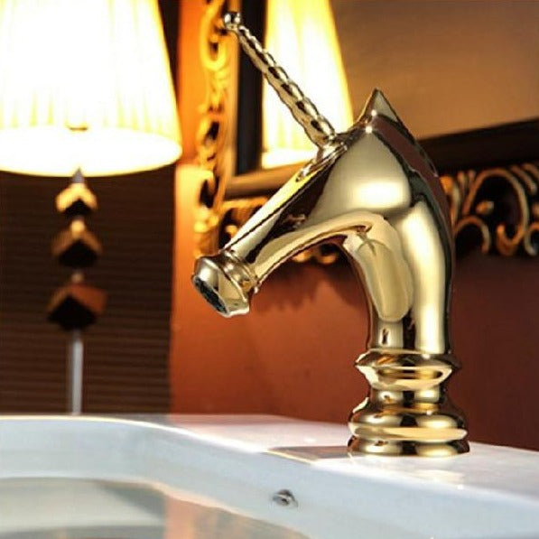 Product view of Gold Unicorn bathroom faucet