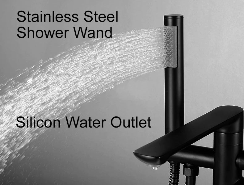 Freestanding Floor Mounted Bathtub Faucet with Handheld Shower Wand