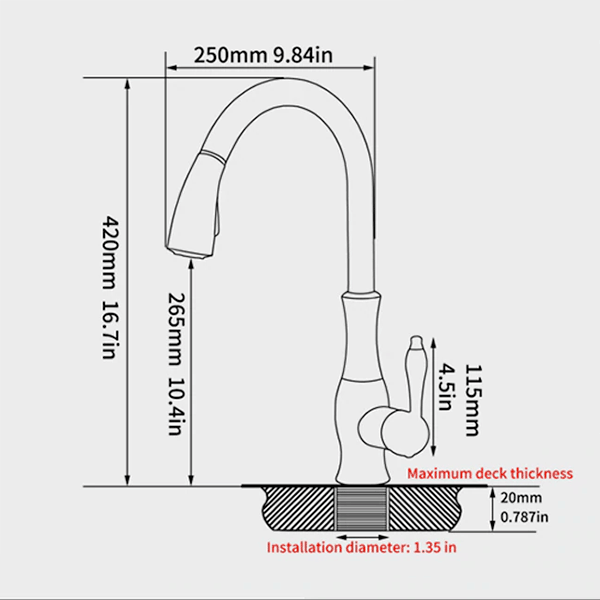 Single Handle Kitchen Faucet, Pull Out Sprayer