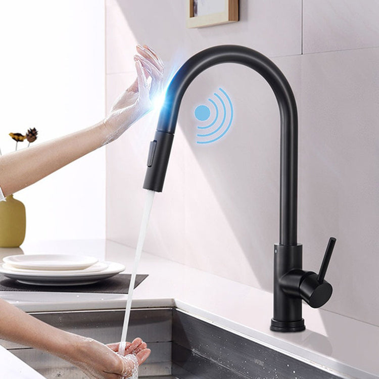 Black touch sensor single hole kitchen faucet