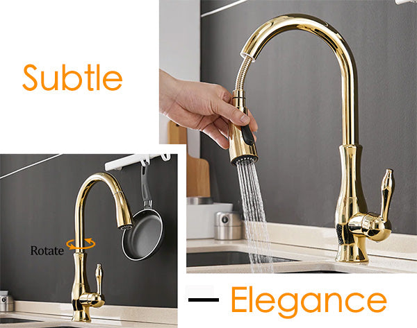 Gold Single Hole Kitchen Faucet