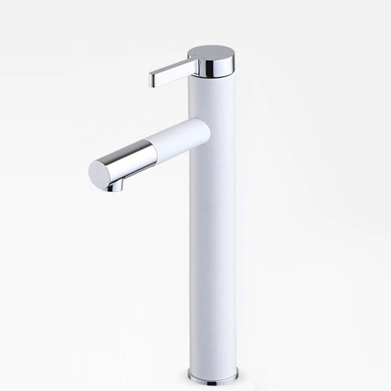 Tall European Style bathroom Faucet with drinking fountain shown in white and chrome