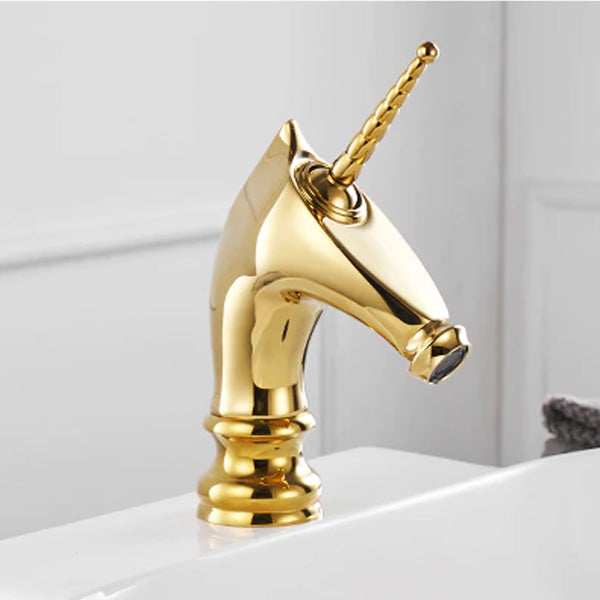Gold Unicorn Bathroom Faucet, single hole installation