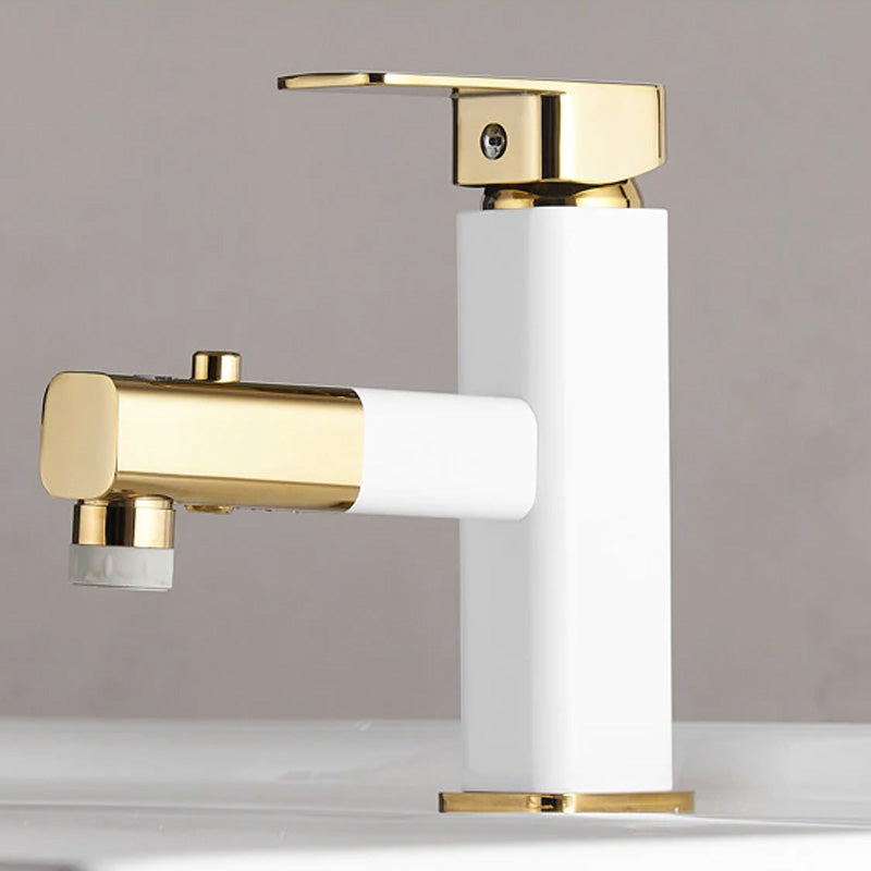 White bathroom faucet with pull out sprayer