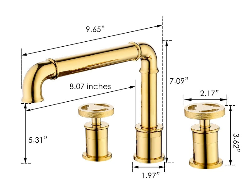 Industrial Bathroom Sink Faucets in Black or Polished Brass